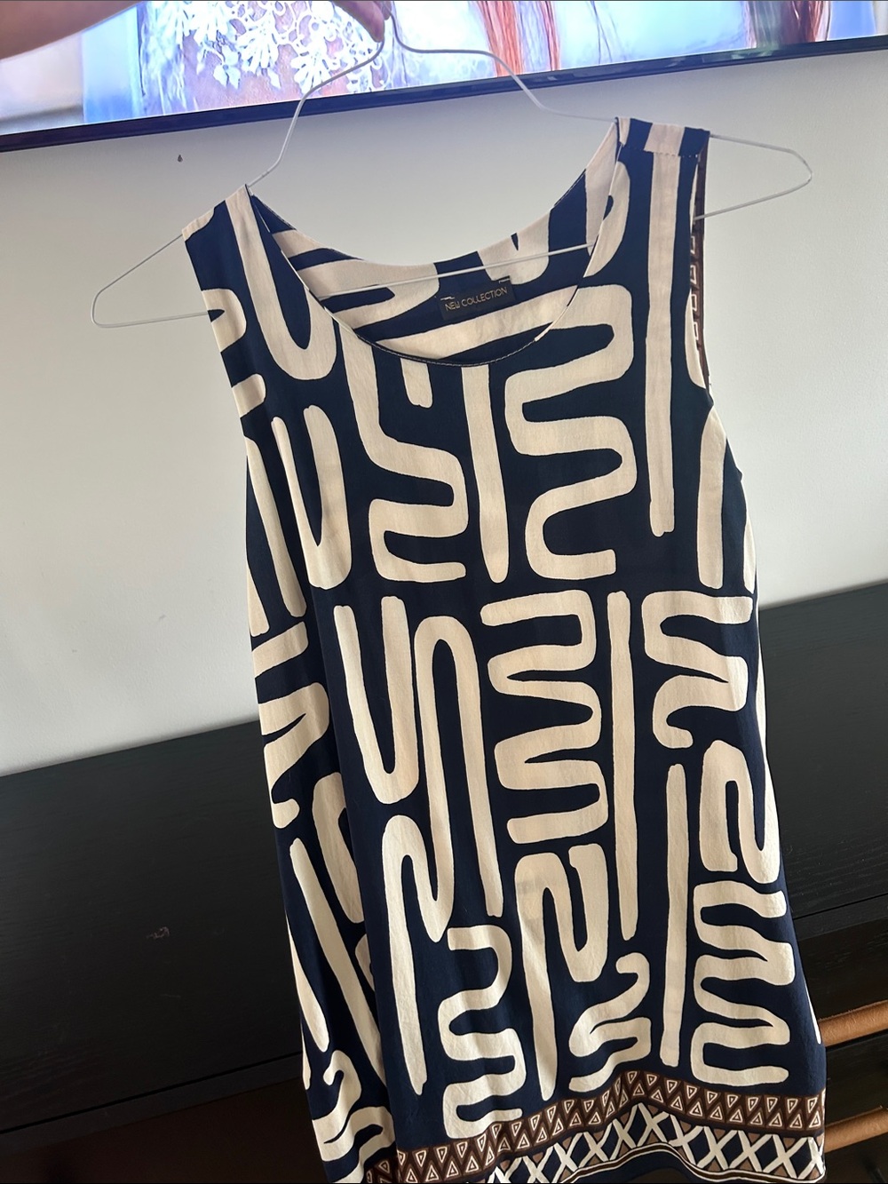 Navy & Cream Sleeveless Patterned Women's dress